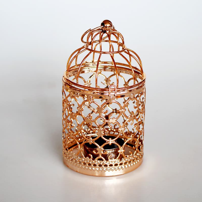 Cross-border European-style wrought iron electroplated metal decorative birdcage candlestick holder home ornament wedding prop wholesale