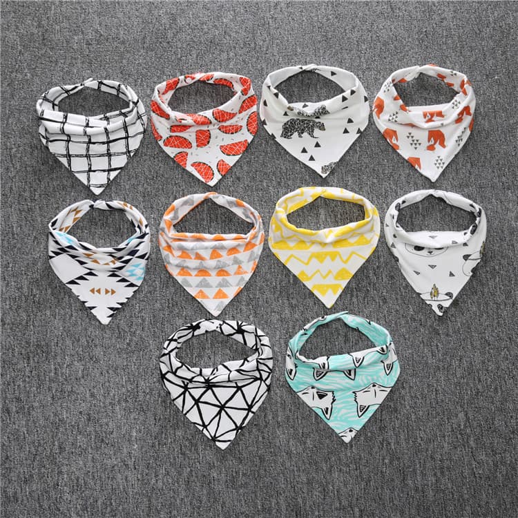 All-Season Baby Triangle Bib with Snap Buttons, Drool Bib, Baby Bib for European and American Moms