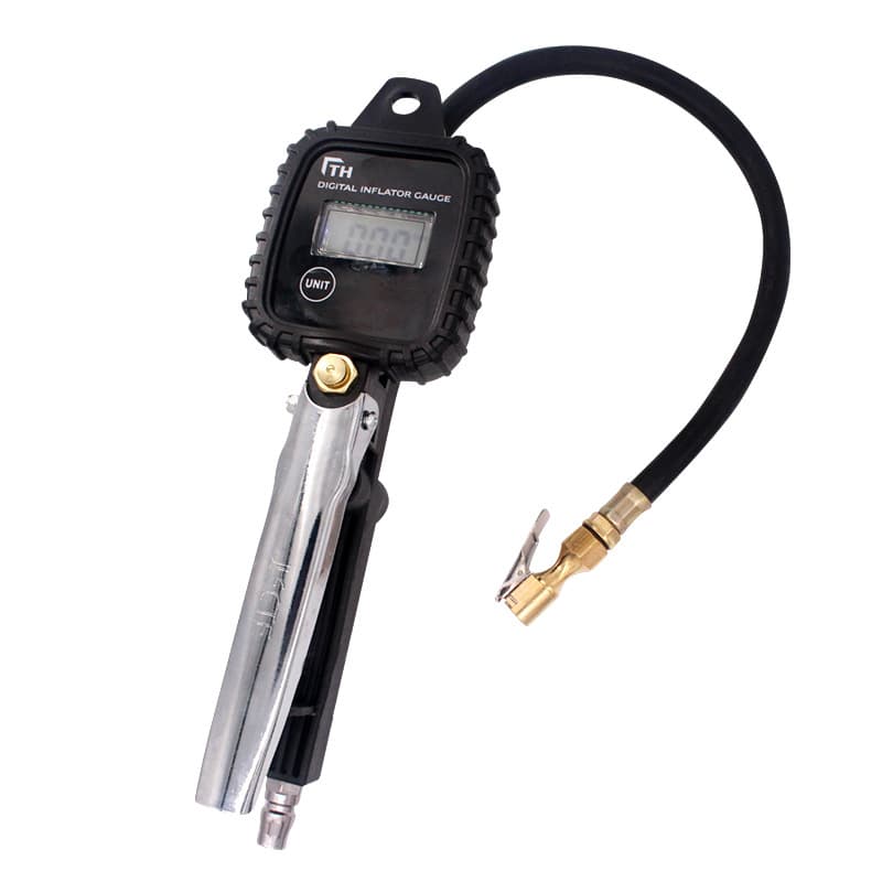 Digital display tire pressure gauge, tire inflation gun, automotive tire pressure gun meter, digital detection monitoring instrument, portable for vehicles.