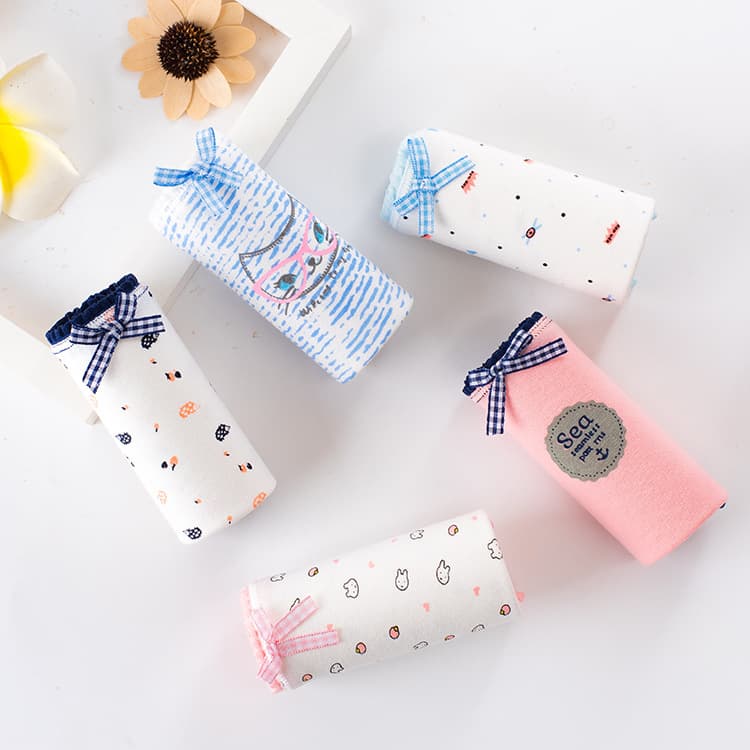Combed Cotton Girls' Panties, Plus Size Japanese Fresh Print Panties, Factory Direct Wholesale