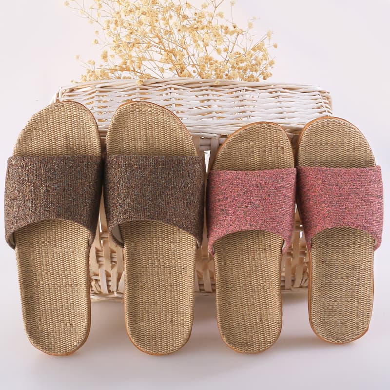 Home Couples Indoor Slippers Wood Floor Cotton Linen Slippers Household Anti-Slip Unisex Thick Sole Summer Cool Wholesale