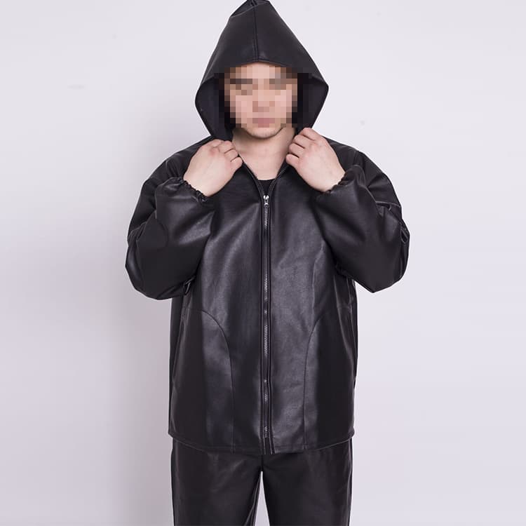 Men's Leather Jacket Oil and Water Resistant Labor Protection Wear for Aquaculture Car Washing Waterproof Men's Leather Jacket Workwear