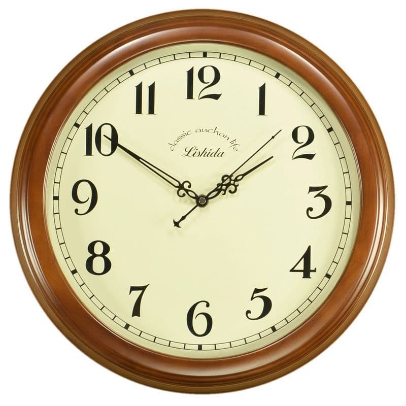 European Solid Wood Retro Silent Wall Clock Wooden Chinese Style Living Room Pastoral Wall Clock Simple Bedroom Antique Fashion Clock