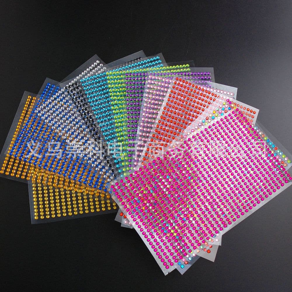 Cross-Border Hot-Selling Mixed Color Multi-Size Album Decorative Rhinestone Stickers, Car Vent DIY Acrylic Colorful Gem Stickers