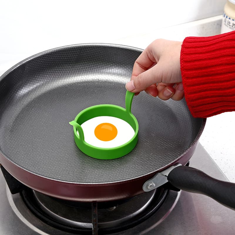 Non-Stick round Silicone Egg Fry Ring Heat Resistant Anti-Slip Egg Cooking Mold Modern Simple Style Cat Ear Shaped Egg Fryer