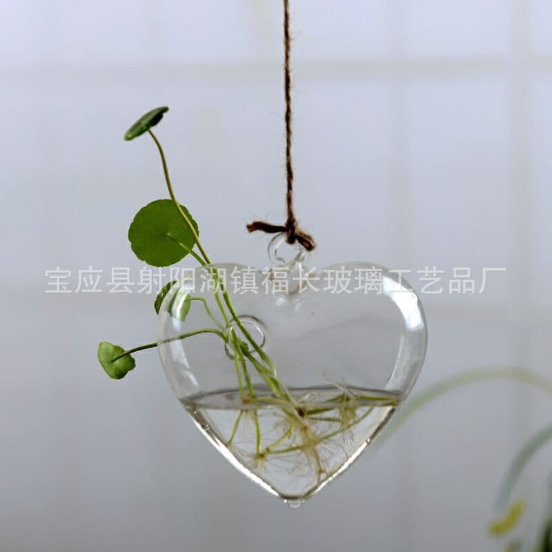Transparent Glass Hanging Vase Creative Love Vase Hydroponic Decorative Utensils Home Valentine's Day for Girlfriend