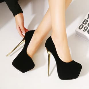Thin Heel Platform Red Export Large Size Women's 41-45 EU Shallow Mouth Black 16cm Nightclub Heels High Heels