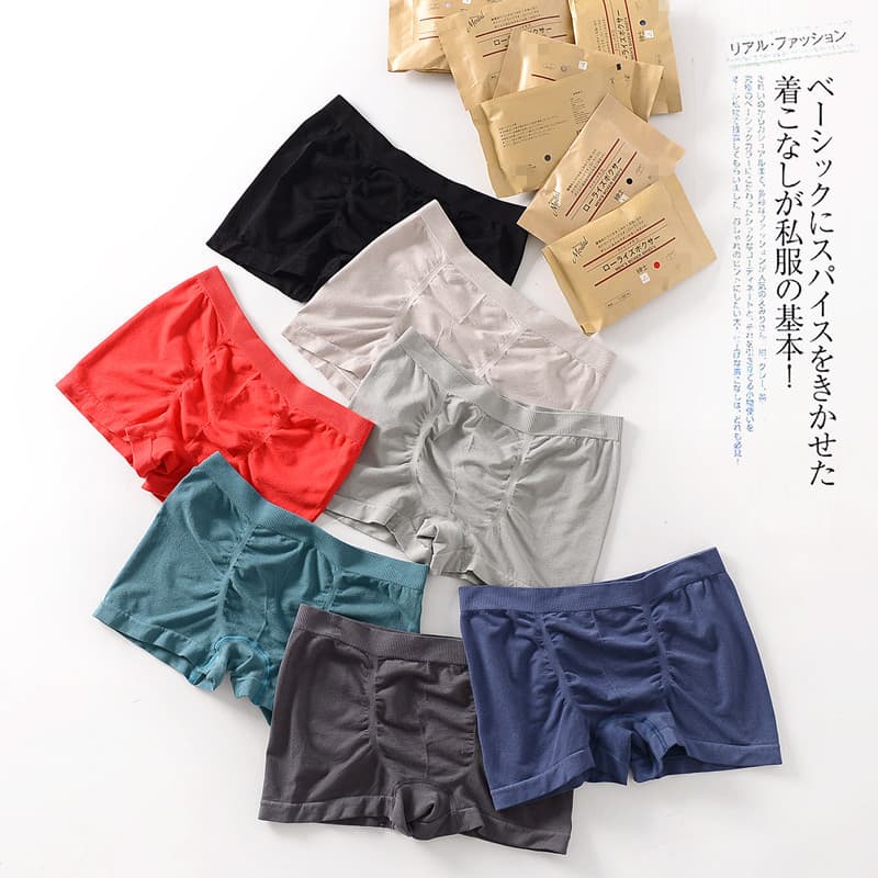 Japanese Style Boys' Boxer Shorts Men's Large Size Cotton Underwear Middle School Students Mid-Waist Seamless Modal Men's Boxer Briefs