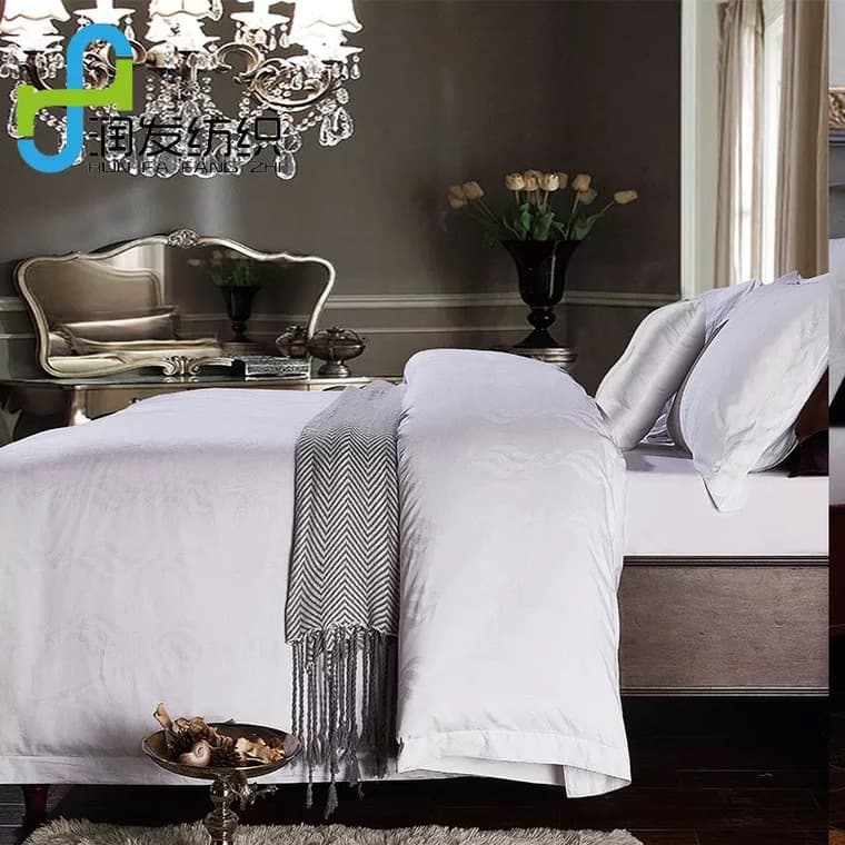 Star Hotel Linen Bedding 4-Piece Set, Wholesale of Full Cotton Jacquard Sateen 4-Piece Sets