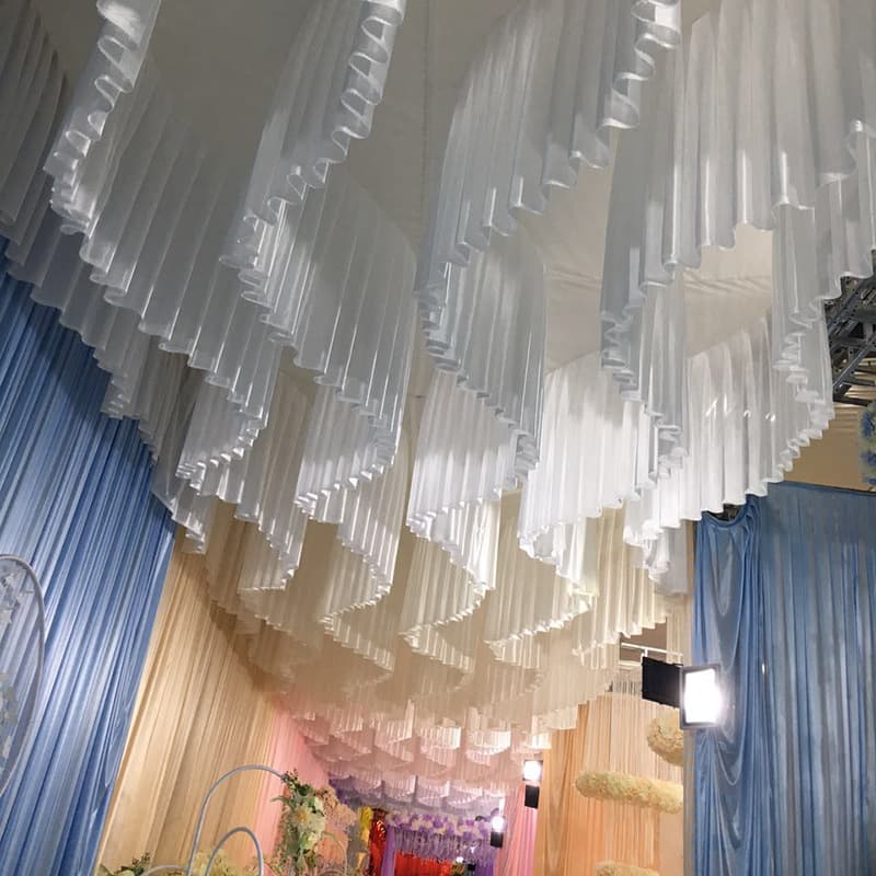 Wedding S-Shape Ceiling Tulle Swiss Voile Wedding Top Decoration Prop Beauty Salon Hotel Fabric Draping Wedding Setup