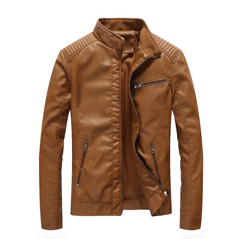 Factory Direct Export Men's Spring/Autumn New PU Leather Jacket Motorcycle Coat Washed Thin Style Wholesale