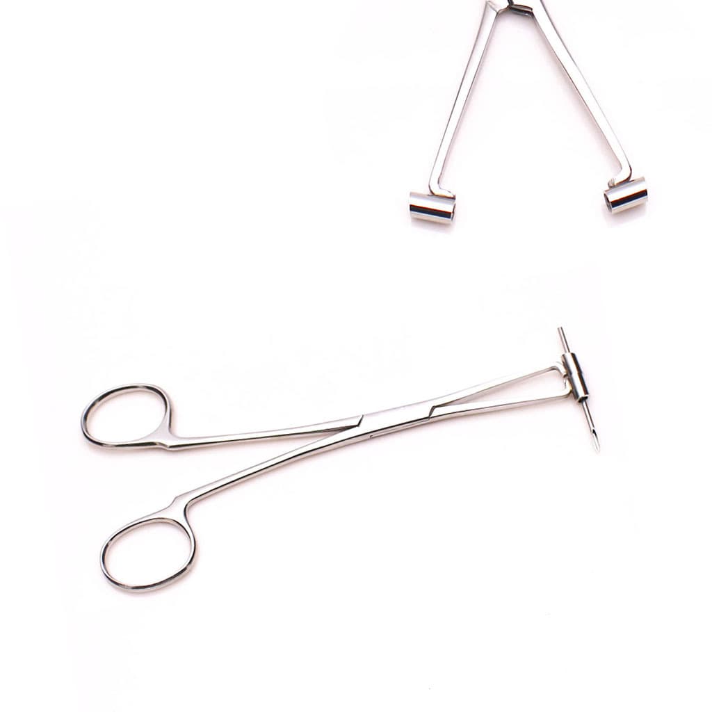 Anlin Stainless Steel Piercing Slanted Flat Tube Pliers Nose Stud Tongue Stud Piercing Tool Slanted Needle Tube Pliers