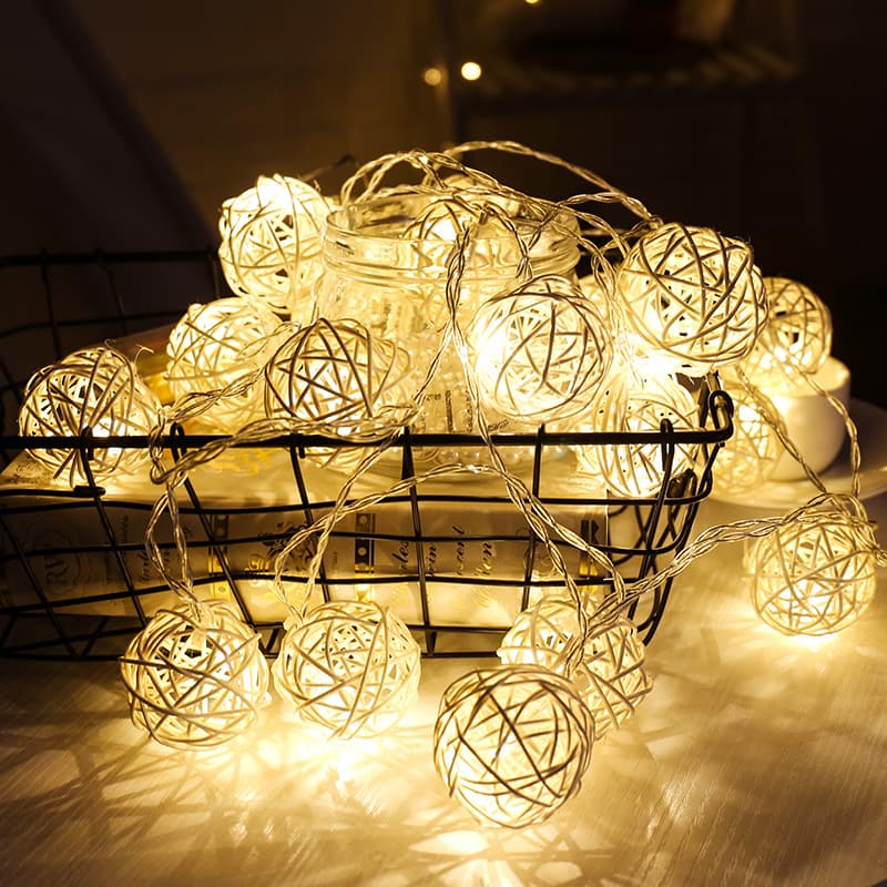 LED String Thai Rattan Ball Lights, Starry Sky Room INS Decorative Lights, Girly Romantic Small Colorful Lights, Flashing String Lights