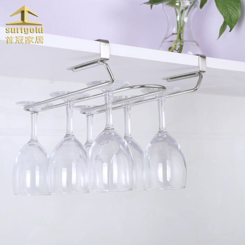 Cross-border Exclusive 304 Stainless Steel Wine Glass Holder, No-nail Inverted Hanging Stemware Rack, Wholesale Wine Glass Hanger