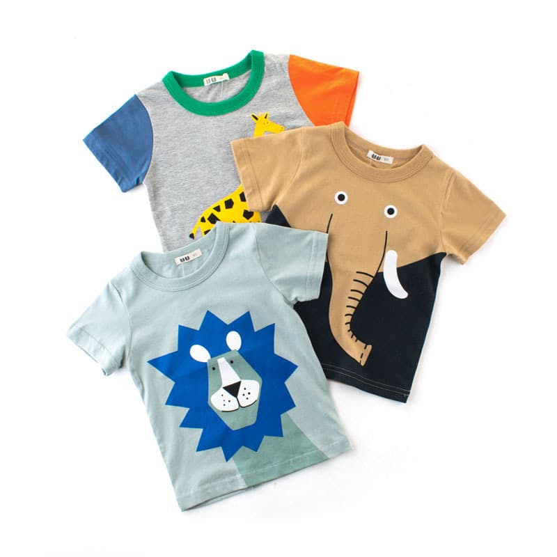 2024 Summer New Children's Clothing Korean Style Kids Short Sleeve T-Shirt Cartoon Baby Boy Apparel Wholesale Drop Shipping