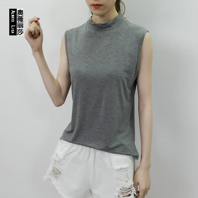 Women's Vest 2023 Summer New Modal Half Turtleneck Sleeveless Sweet Top Small Shirt Plus Size Slim Fitting Undershirt