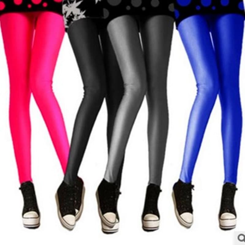 Spring/Summer Shiny Pants Korean Style Plus Size Leggings Slim Fit Fluorescent Pants Joggers Women Polyester Pants Wholesale