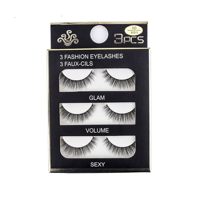 High-end 3D Chemical Fiber three-dimensional false eyelashes natural thick nude makeup realistic eyelashes wholesale three pairs hot sale