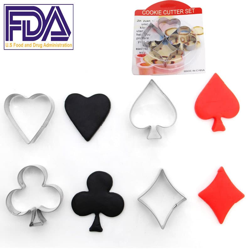 Stainless Steel 4-Piece Poker Playing Card Cookie Cutter Set DIY Cookie Cake Biscuit Molds Baking Tools Wholesale