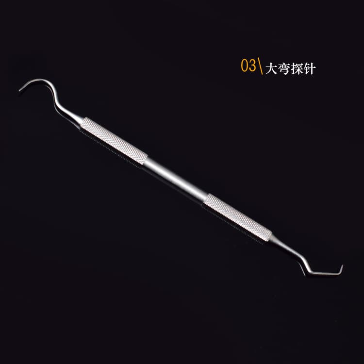Shiling Dental Tool Large Curve Probe Oral Dental Material Stainless Steel Wholesale Home Dental Tool
