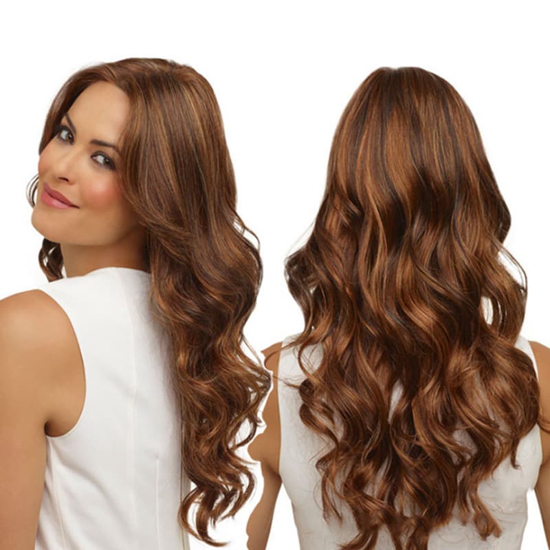 Women's Long Curly Wig with Side Part, Slimming Face Shape, Fashionable Hair Cover, High-Temperature Silk Hair Construction Processed Wig