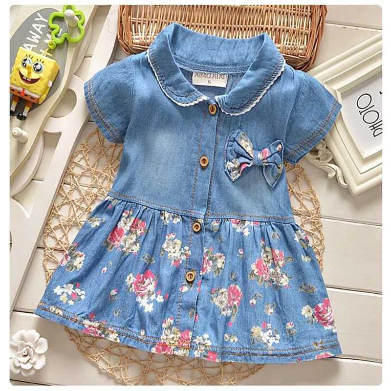 Korean Style Summer and Autumn New Foreign Trade Girls Denim Dress, Toddler and Young Children, Factory Direct Wholesale