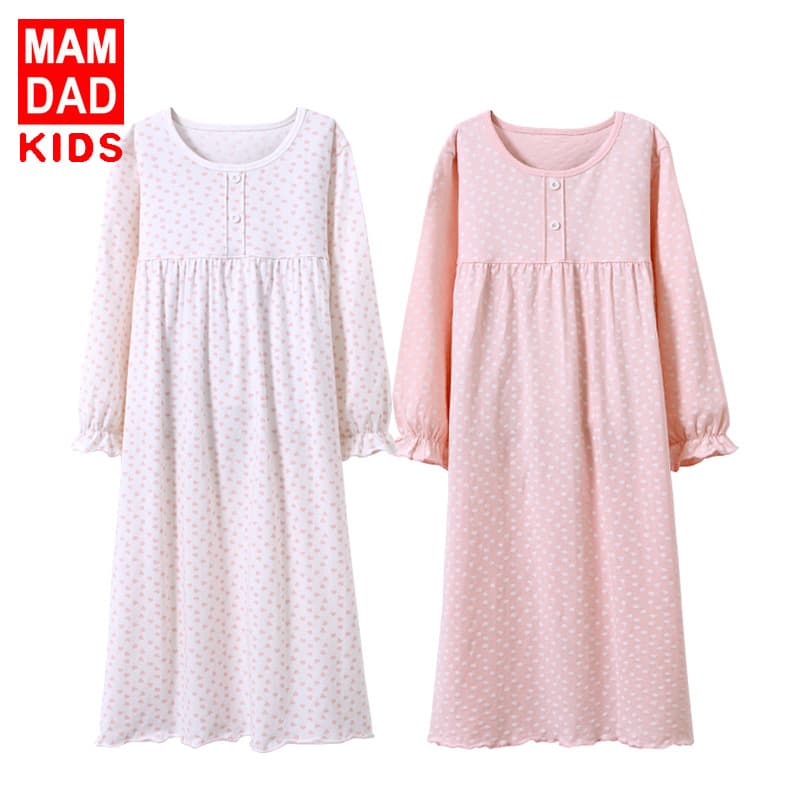 Children's long-sleeved nightgown, suitable for spring, summer, autumn and winter, perfect for parents, for girls, summer, baby loungewear, air-conditioned, princess style.