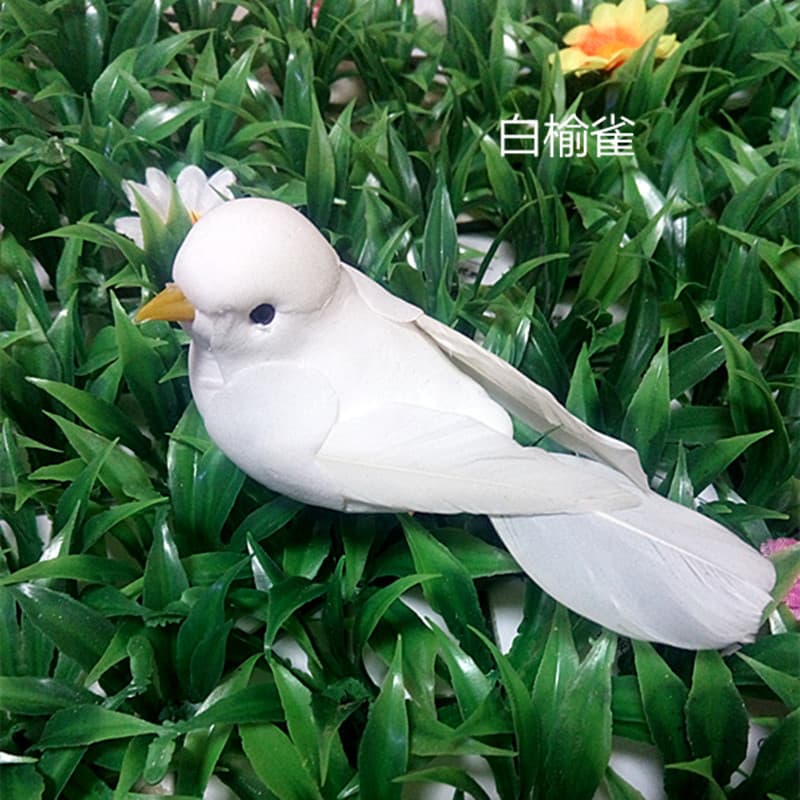 Artificial White Pigeon on Miniature Elm, Simulated Bird with Feathers and Foam Body, Home Decoration Plant Micro Landscape Accessory