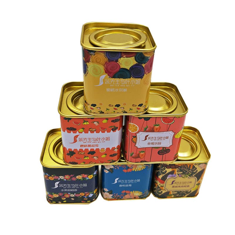 Creative square candy tin box metal pill box moon cake gift box tea cake box white tea packaging box jasmine tea box