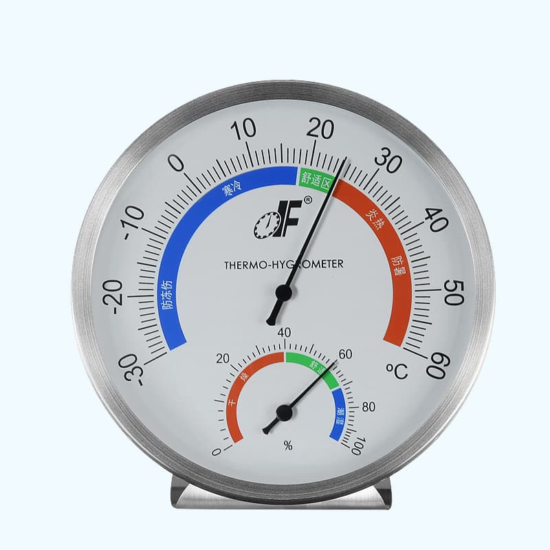 Wall-mounted stainless steel metal temperature and humidity meter indoor thermometer high-precision hospital pharmacy computer room temperature and humidity meter