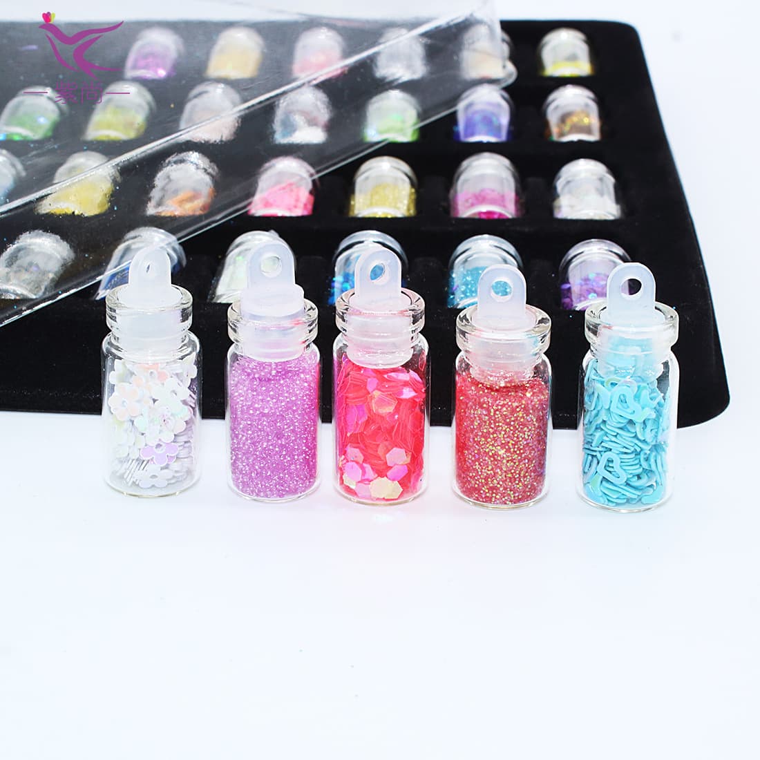 DIY jewelry accessories slime glitter sequins glass beads shell powder crystal glue 48-color glass bottle set