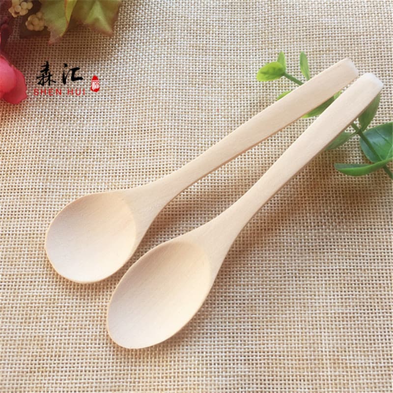 Small wooden spoon wholesale honey spoon children's grasping spoon Japanese spoon medicine spoon tableware manufacturer no paint lettering LOGO