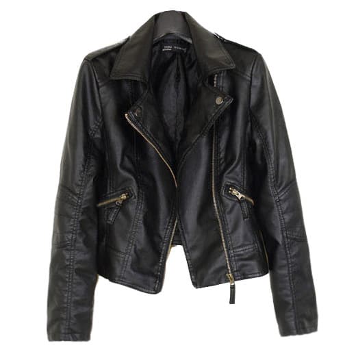 Long-term in-stock wholesale, drop shipping available. PU leather jacket women's motorcycle jacket leather coat. Bulk orders with custom images and samples welcome.