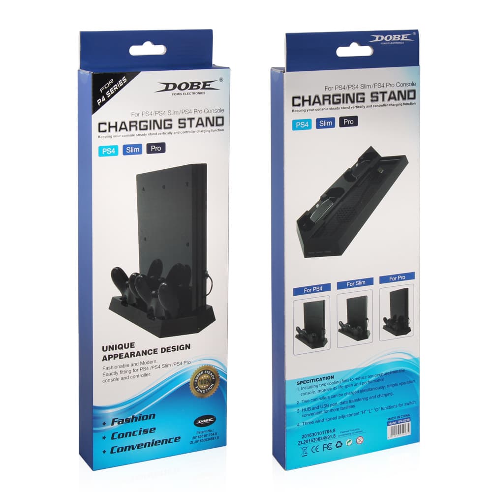 PS4/SLIM/PRO Multi-Function Fan Base Stand PS4 Console Cooling Base with Dual Controller Charger 023B