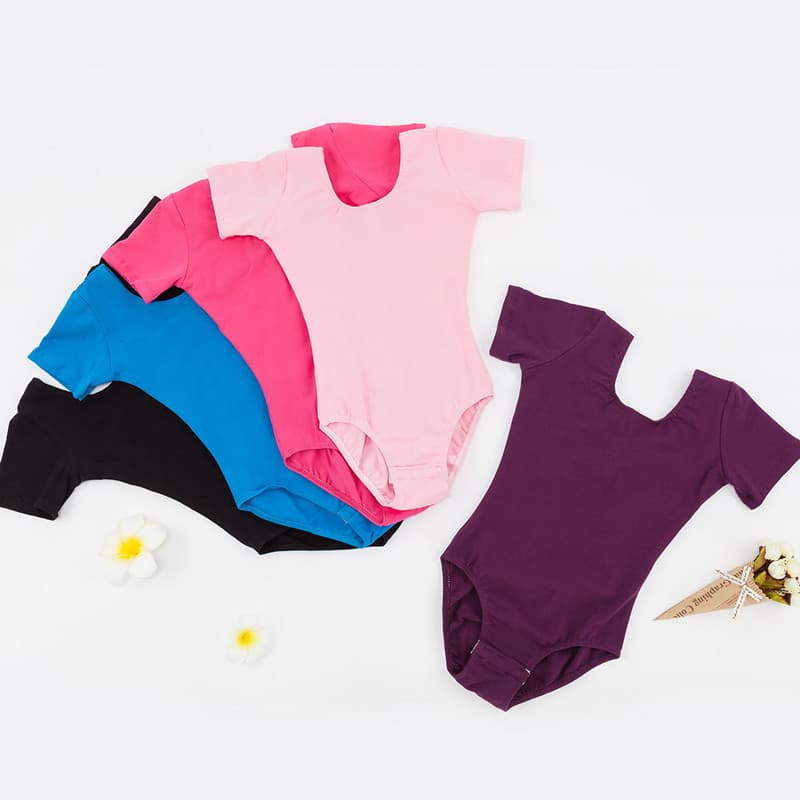 Kids Cotton Short Sleeve Dance Leotard Summer Girls Ballet Leotard Exam Suit Open Crotch Children Dancewear In Stock