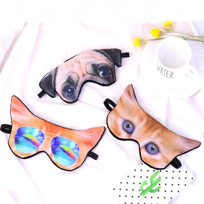 3D Animal Eye Mask Cat Print Sleepshade Factory Direct Sale Eye Protection Fabric Material Customizable Logo No Import