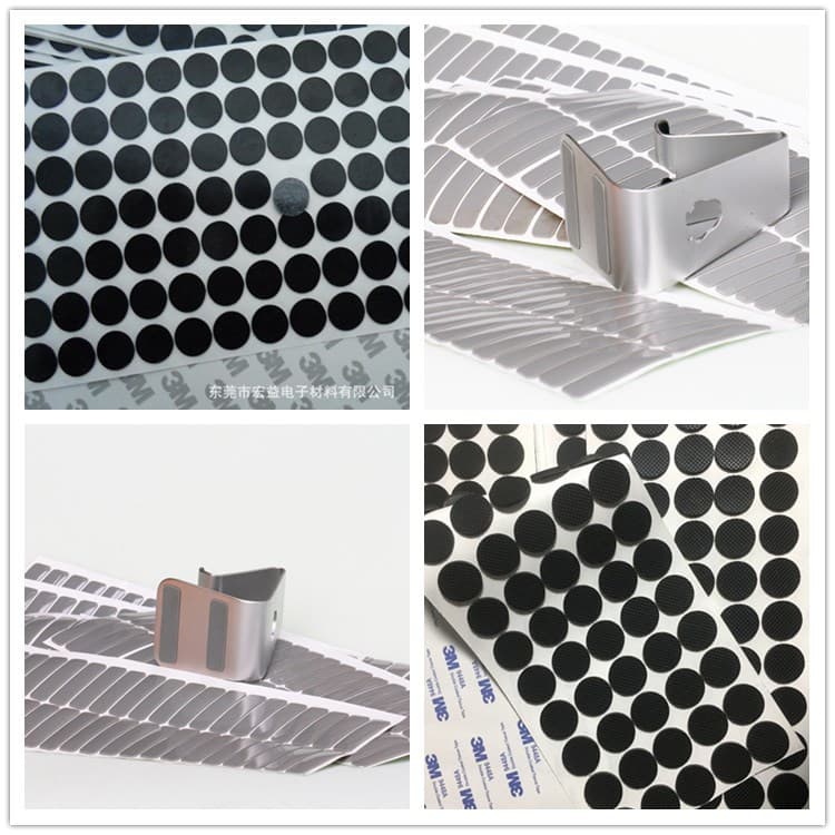 Silicone foot pad, rubber washer, self-adhesive anti-slip and anti-vibration pad, colored grid pattern foam, black round and square