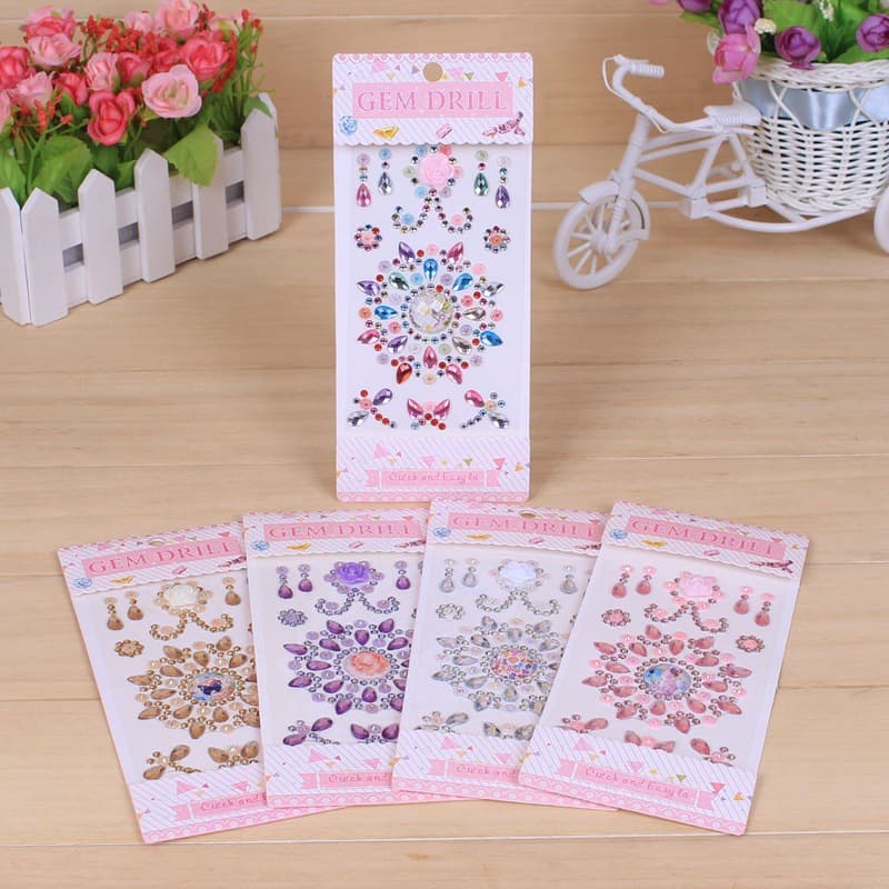 Gem Stickers Wholesale Acrylic Phone Stickers Creative DIY Pearl Children Cartoon Rose Pearl Diamond Stickers