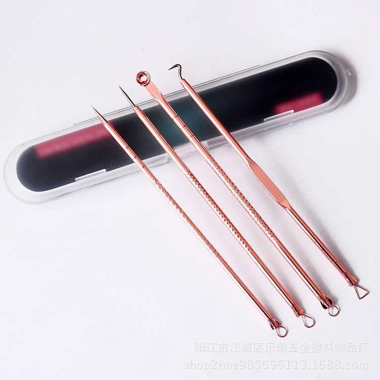 Stainless Steel Plated Acne Needle Set Blackhead Removal Tool Acne Beauty Needle 4-Piece Set