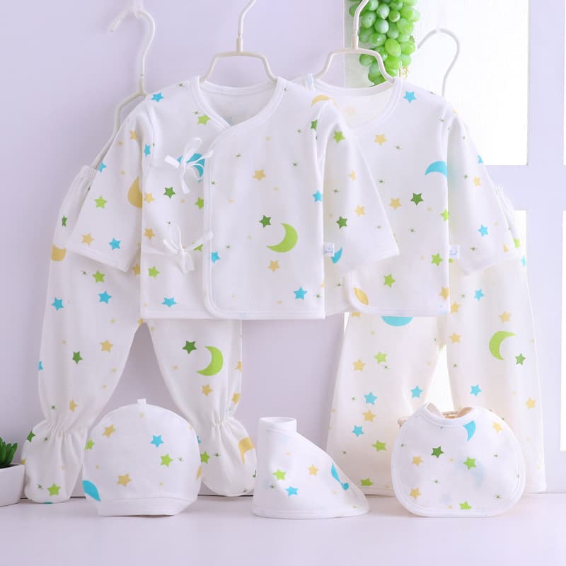 Newborn Baby Clothes Gift Set 0-3 Months Infant Kimono Bodysuit 7-Piece Cotton Underwear Set Thin Spring and Autumn Baby Outfit