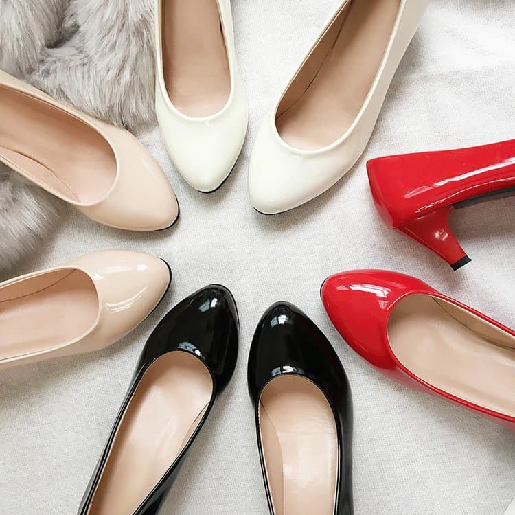 W 5cm Heel Professional Women's Shoes Soft Leather Comfortable Work Shoes Hotel Interview Commuter Stiletto Slip-On Shoes