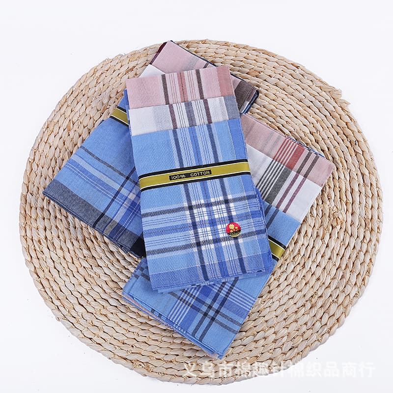 Polyester-cotton woven striped handkerchief, sweat-absorbing towel, classic style handkerchief, export style.