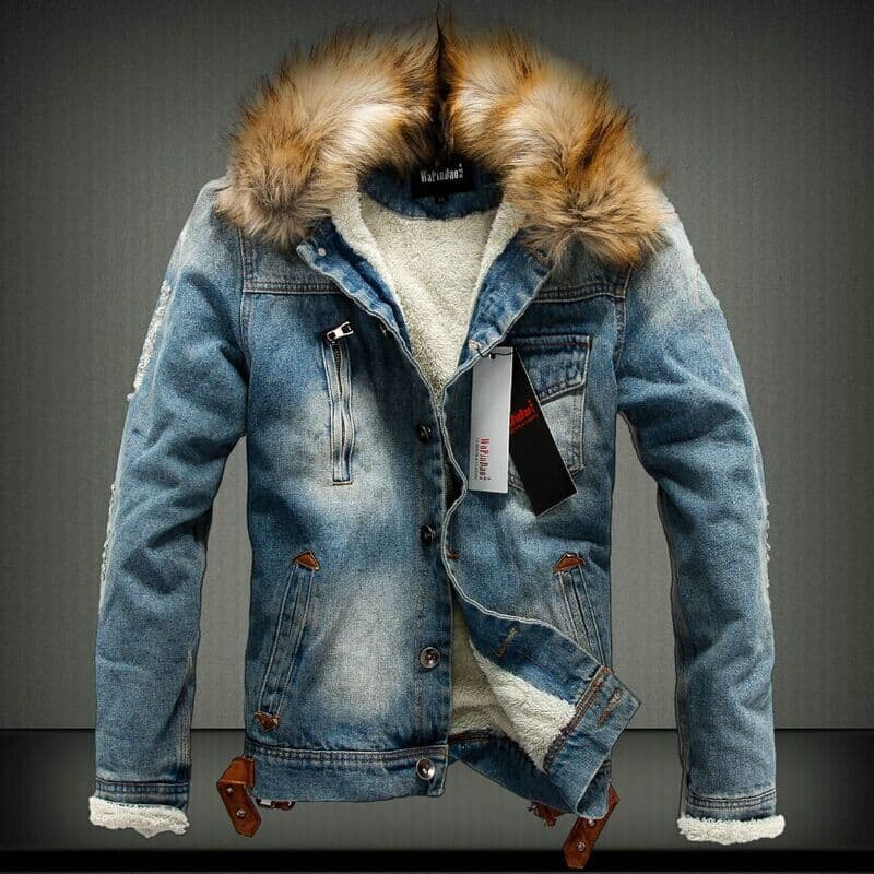 Vintage Denim Jacket for Teens and Couples – Thick Ripped Patchwork Denim Coat, Trendy Streetwear