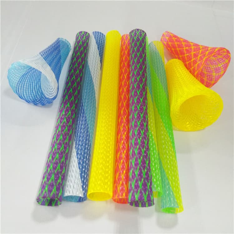 Wholesale Expandable Nylon Spring Toy Mesh Tube PET Round Elastic Braided Mesh Tube Jumping Elf Mesh Tube