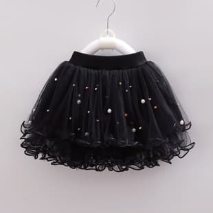Spring Versatile Girls Skirt for Toddlers and Kids - Tulle Skirt with Beaded Details, Puffy Petticoat Skirt for All Seasons