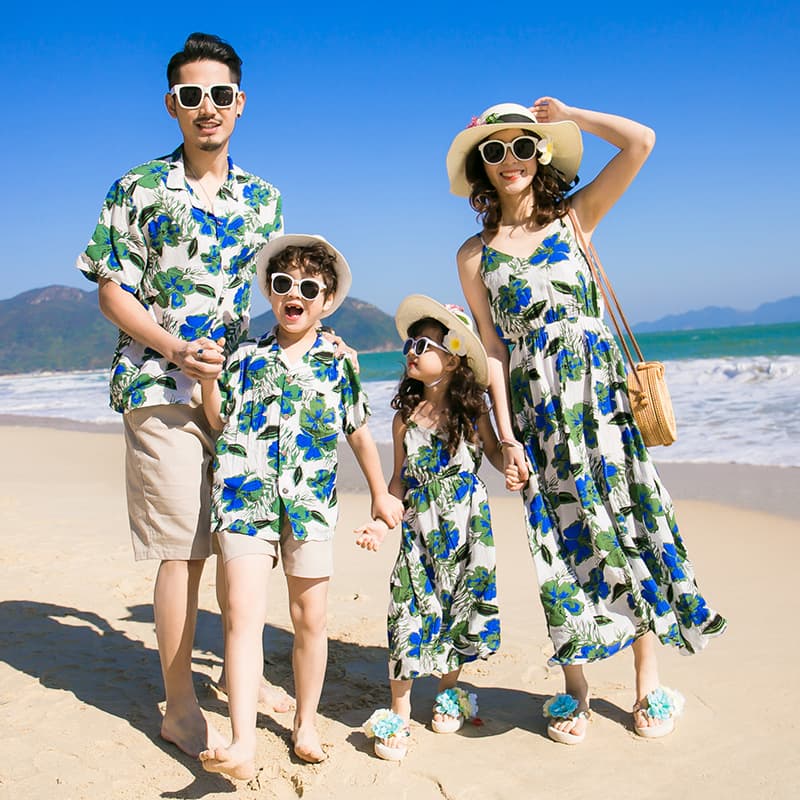 Family of Four Matching Outfits, New Summer Couple Wear, Beach Vacation Family Clothing, Mother-Daughter Dresses, Shirts, Rakuten