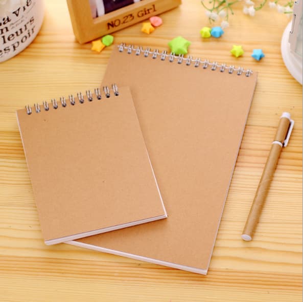 Kraft Paper Spiral Notebook - Blank Sketchbook for Doodle/Graffiti, Minimalist Style Draft Pad
