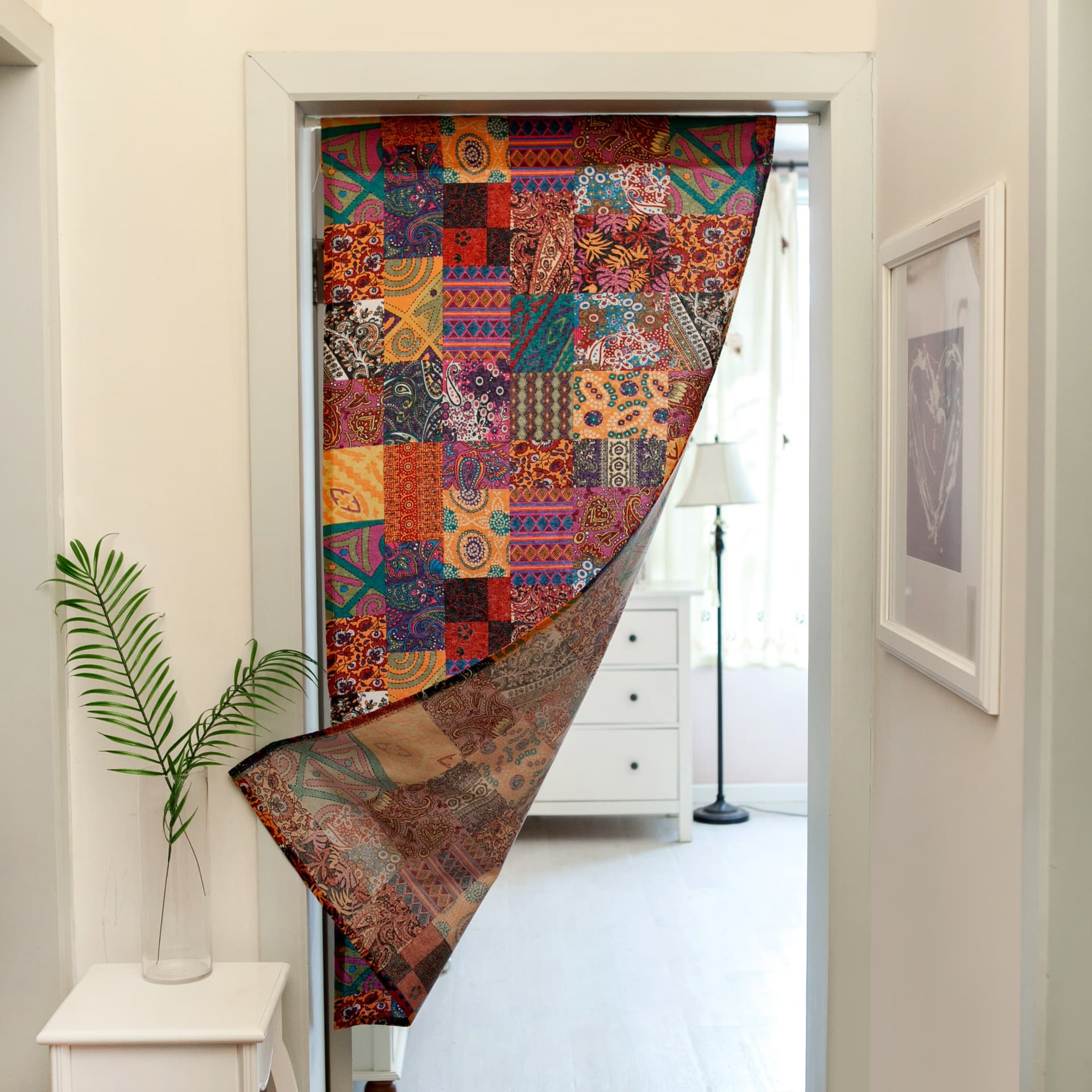 Nordic Style Cotton Linen Door Curtain Partition Curtain Fabric Feng Shui Bathroom Semi Curtain Bedroom without Rod Fresh Style