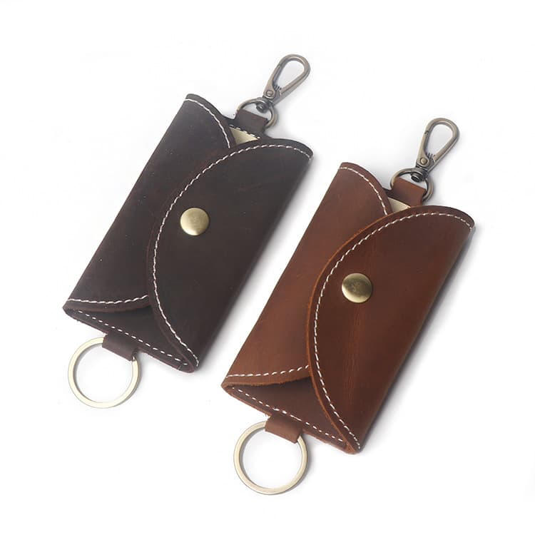 Drop Shipping New Cowhide Men's Waist Key Holder Multi-Hook Genuine Leather Car Keychain Crazy Horse Leather Buckle