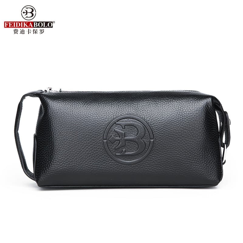 Men's Long Casual Business Wallet Top Layer Cowhide Leather Handheld Multi-Card Slot Zipper Money Holder for Leisure Travel